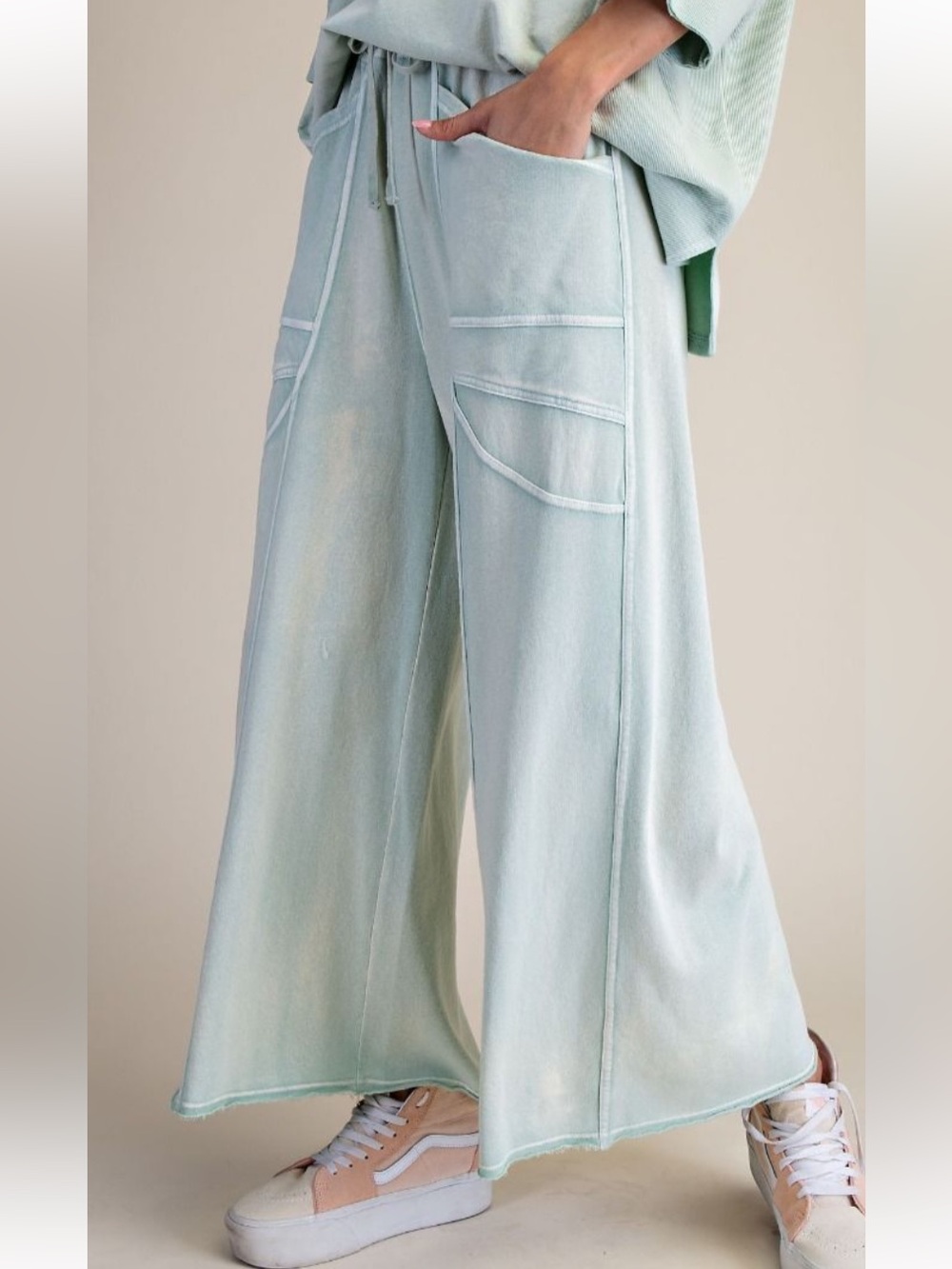 390 ❤️ EASEL MONKEY sage WASHED TERRY PANTS